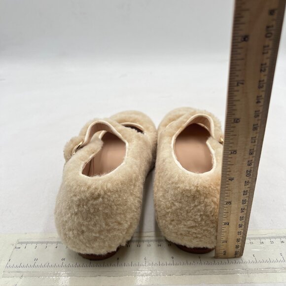 FYS Yellow Square Toe Mary Jane Fur Comfortbale Flat Ballets Buckled Dress Pumps - Picture 5 of 8